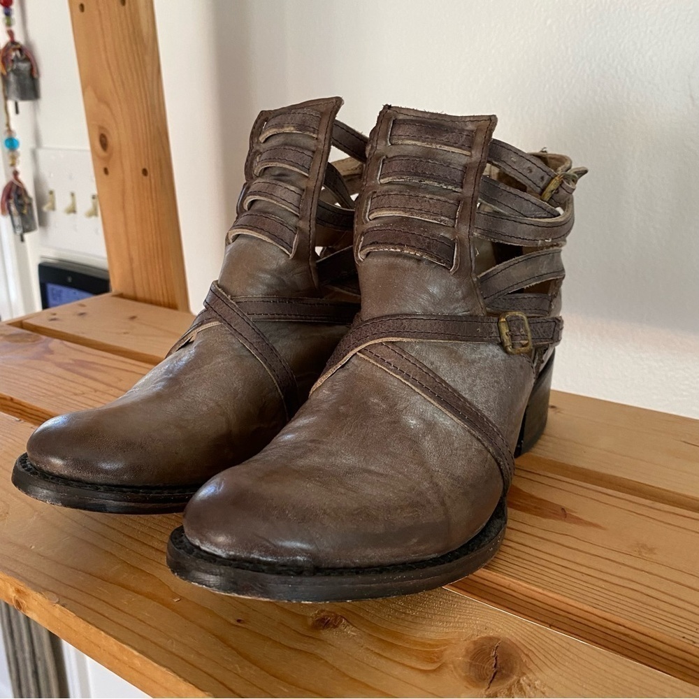 Firebird by Steven Gray Brown Leather Distressed Stair Ankle Boot 6 - Picture 3 of 16
